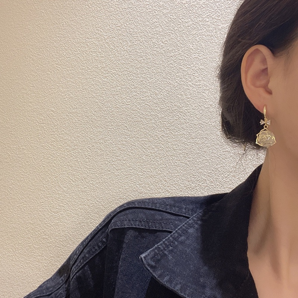 rose fower dangle drop earring